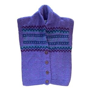 Nomad Purple and Teal Knit Vest Fair Isle / Nordic pattern
